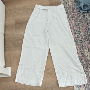 Madewell White Wide-Leg Linen Pants